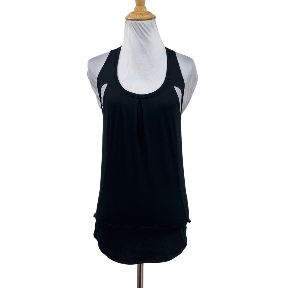 Adidas Stella McCartney Top Women 2XS Climalite Cutout Pleated Blouson Racerback